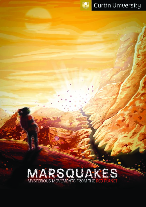illustration of an astronaut looking at a landscape on Mars